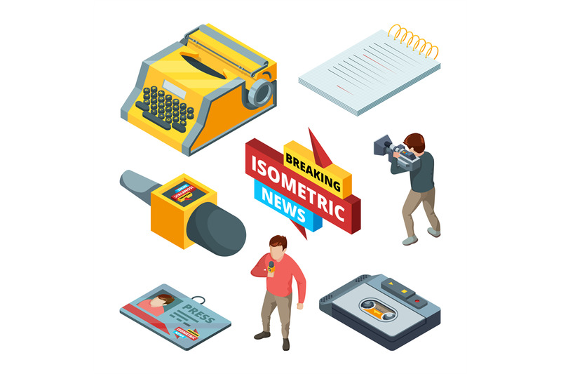 video-news-and-journalistic-isometric-pictures-set-of-blogging-and-ne