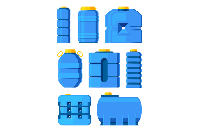 water-barrels-different-water-tanks-isolated-on-white