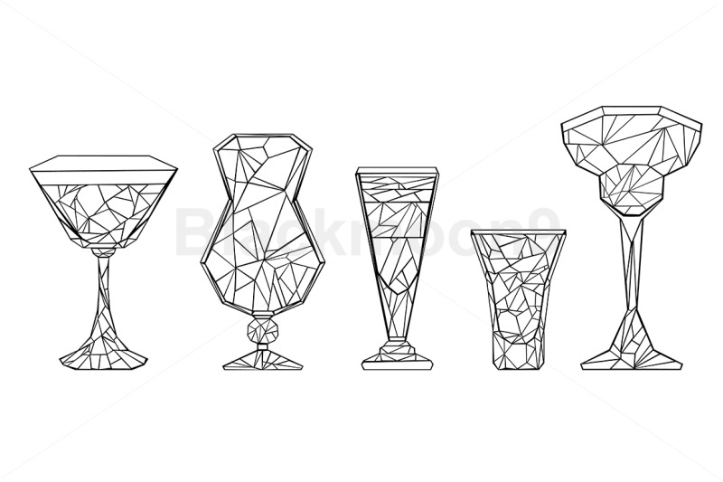set-of-polygonal-wineglass