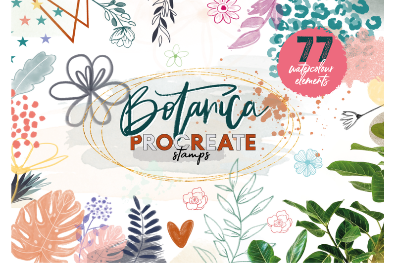 Botanica Watercolour Stamp Brushes For Procreate By Okayannie Designs Thehungryjpeg Com