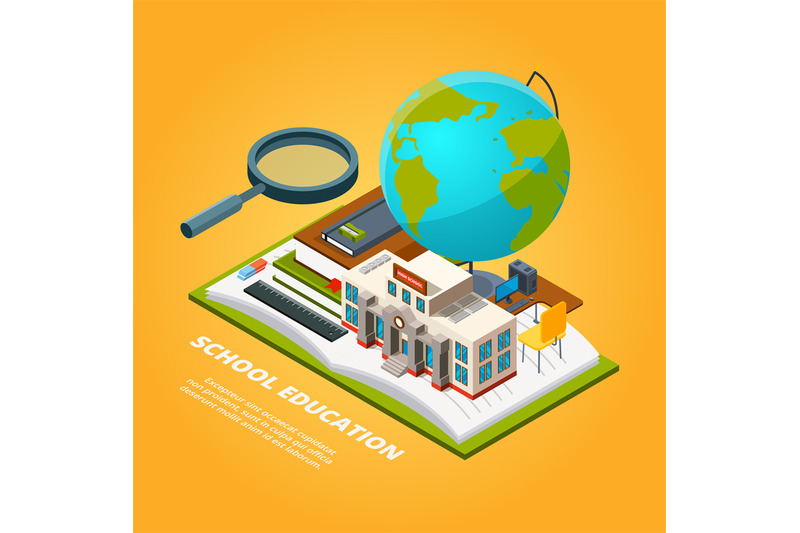 education-isometric-pictures-composition-with-school-symbols