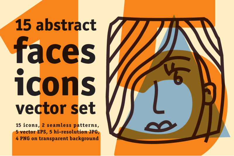 15-abstract-faces-icons-vector-set