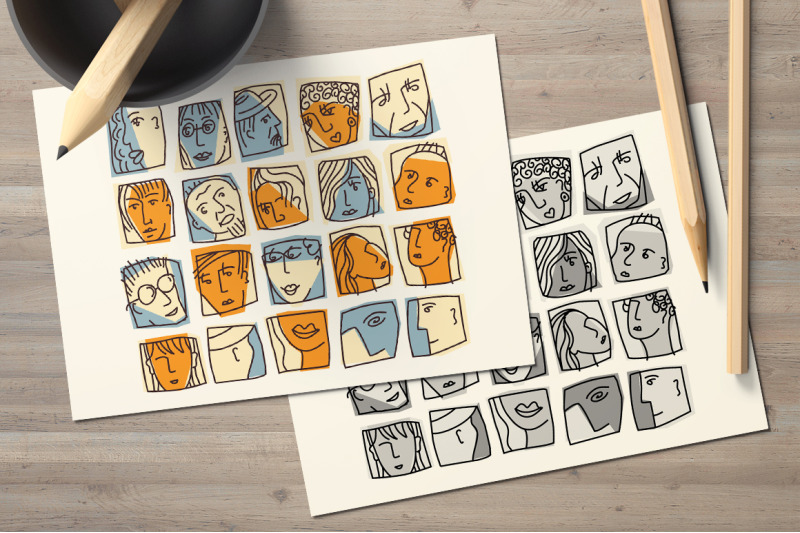 15-abstract-faces-icons-vector-set