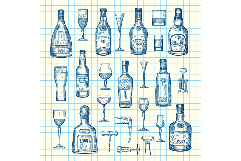 vector-hand-drawn-alcohol-drink-bottles-and-glasses-set-of-on-cell-she
