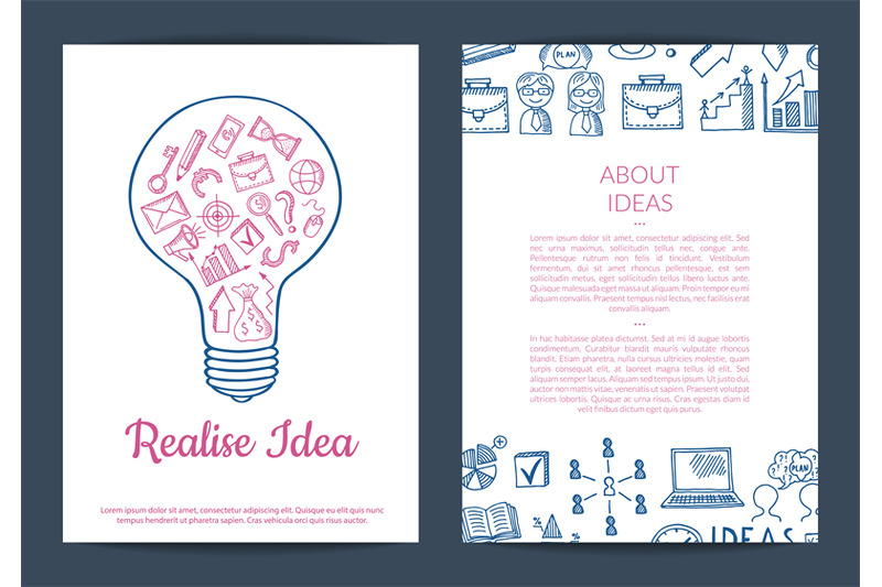 vector-business-doodle-icons-card-flyer-or-brochure-template-illustra
