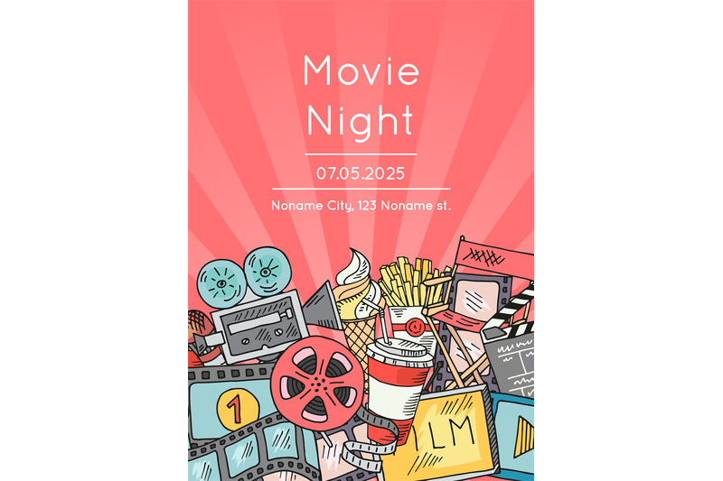 vector-cinema-doodle-icons-poster-for-movie-night-or-festival