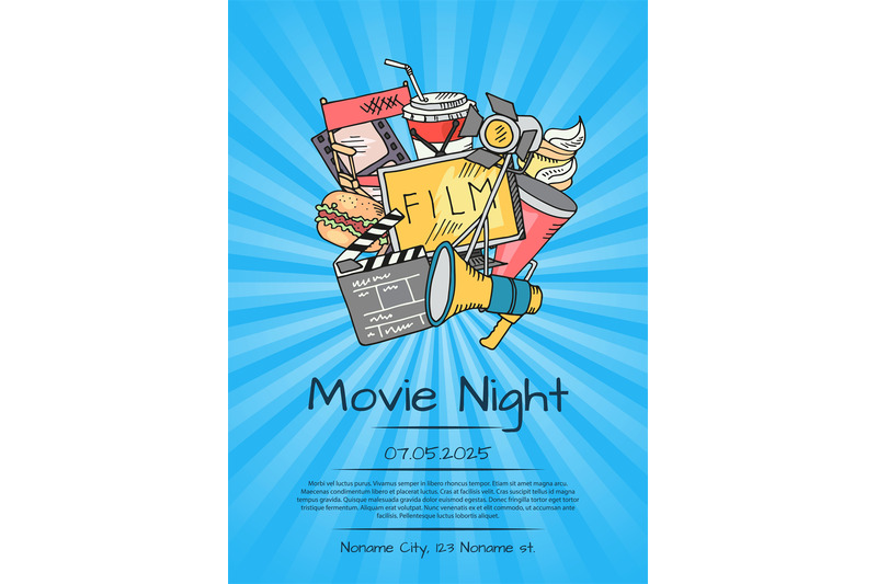 vector-cinema-icons-poster-for-movie-night-or-festival
