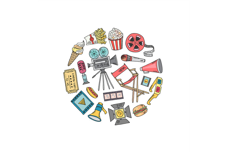 vector-cinema-doodle-icons-in-circle-shape-illustration