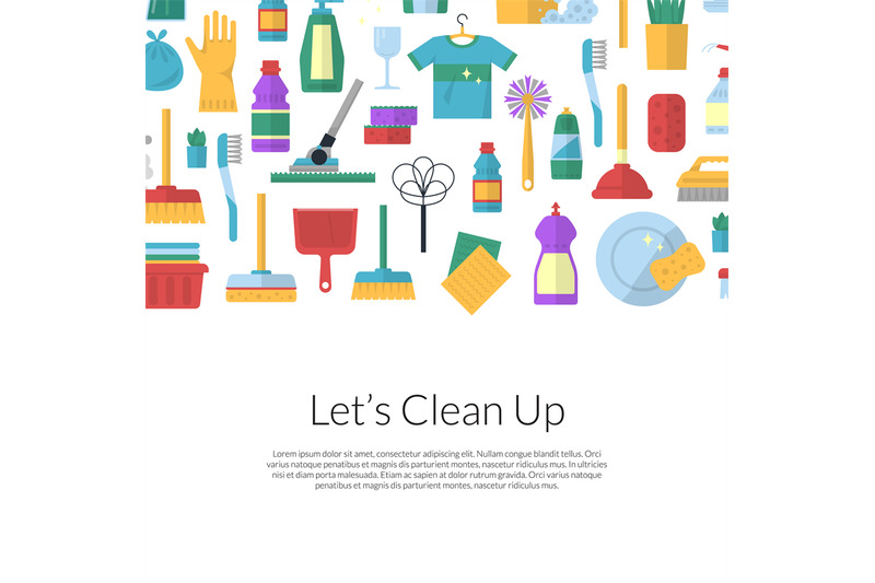 vector-cleaning-flat-icons-background-illustration-on-white