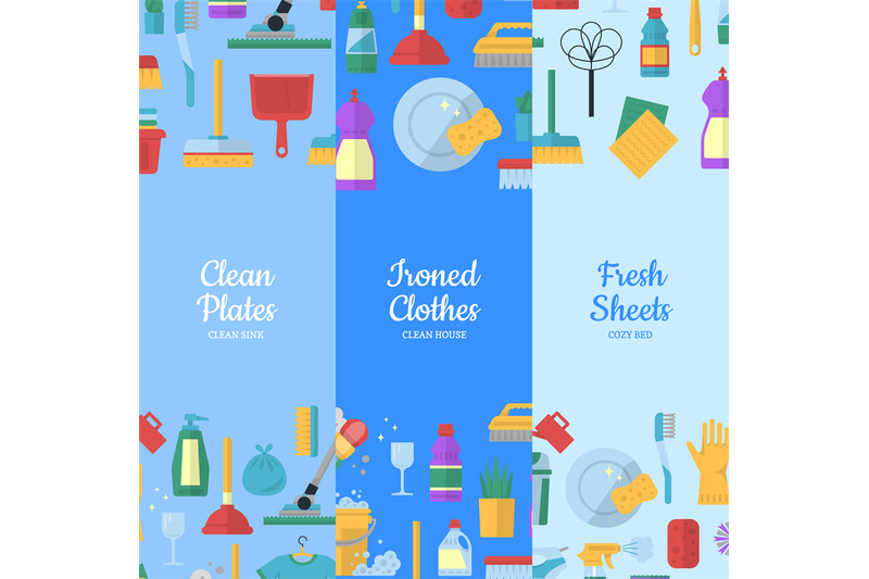 vector-cleaning-flat-icons-web-banners-illustration