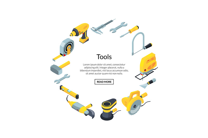 vector-construction-tools-isometric-icons-in-circle