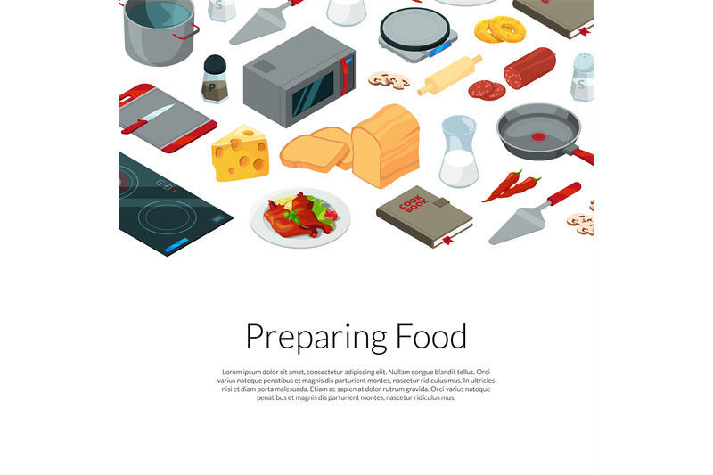 vector-cooking-food-isometric-objects-illustration