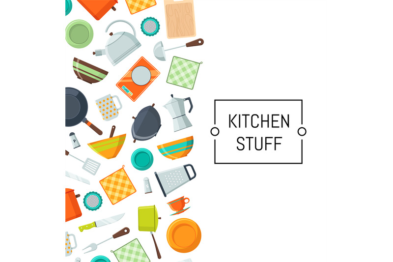 vector-kitchen-utensils-flat-icons-background