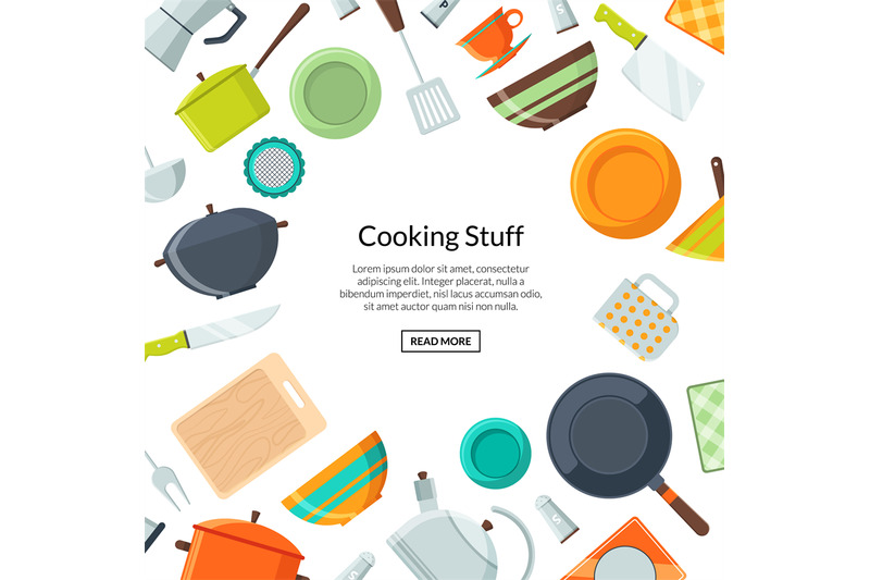 cooking-concept-vector-kitchen-utensils-flat-icons-background