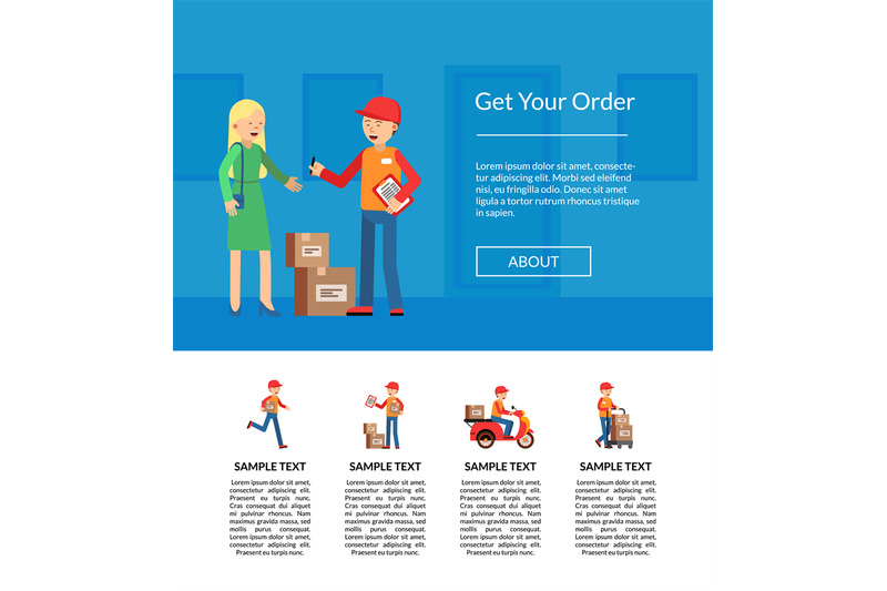 vector-delivery-flat-elements-website-landing-page-template-illustrati