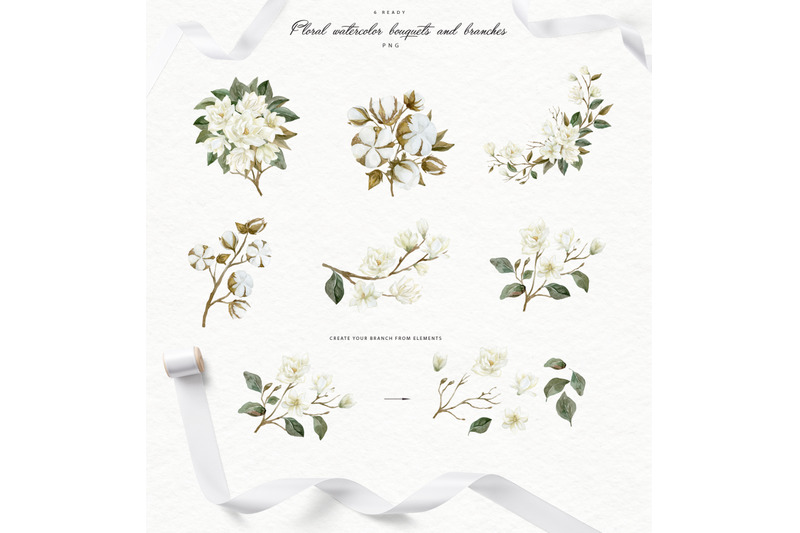 white-magnolia-and-cotton-trendy-greenery