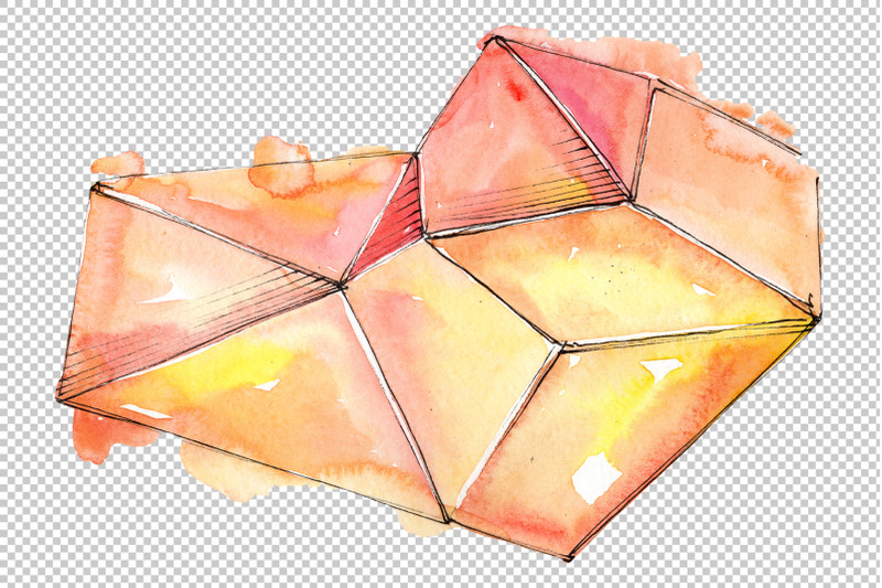 crystals-orange-and-green-watercolor-png