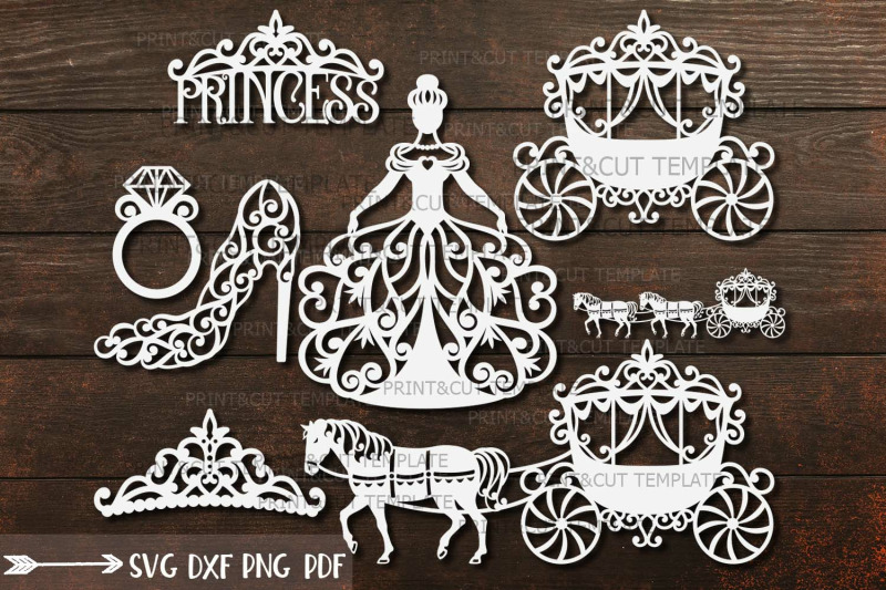 Download Wedding Princess Bride Bundle cut out svg dxf templates ...