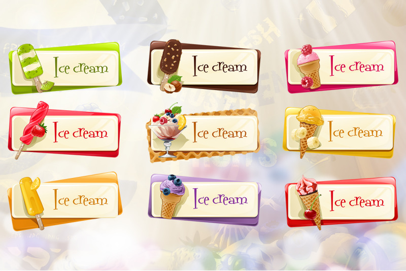 Set Of Summer Ice Cream Labels By Vectorpocket Thehungryjpeg Com