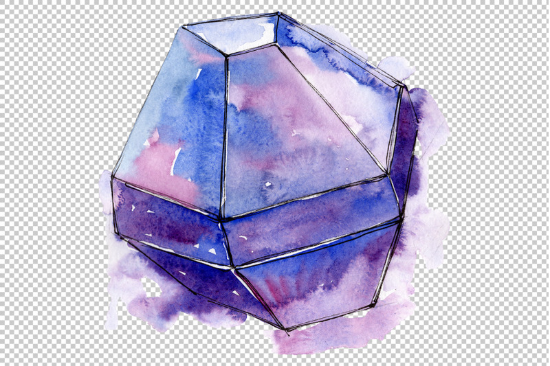 violet-crystals-watercolor-png