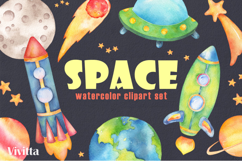 space-watercolor-clipart-collection-galaxy-planets