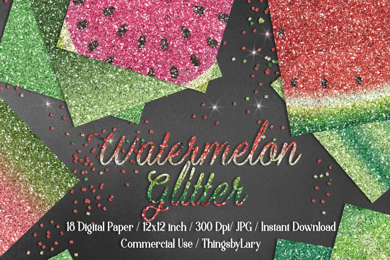 18-ombre-pink-and-lime-watermelon-glitter-digital-papers