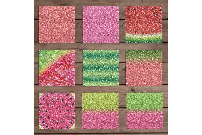 18-ombre-pink-and-lime-watermelon-glitter-digital-papers