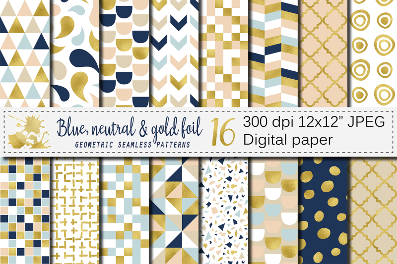blue-neutral-and-gold-foil-seamless-geometric-patterns-digital-paper