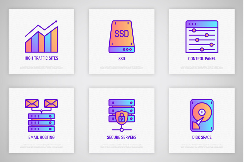 hosting-16-thin-line-icons-set