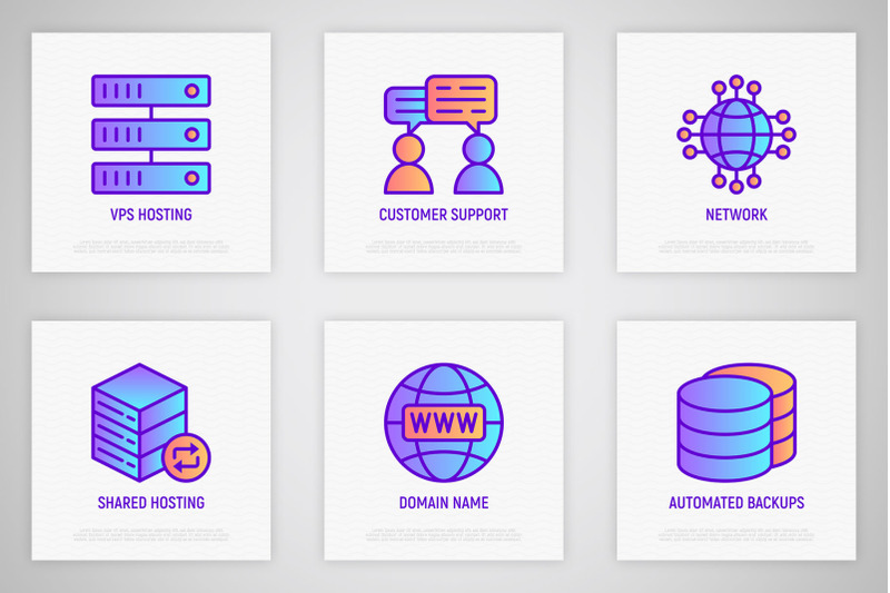 hosting-16-thin-line-icons-set