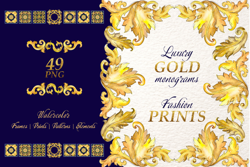 luxury-gold-monograms-fashion-prints-watercolor-png