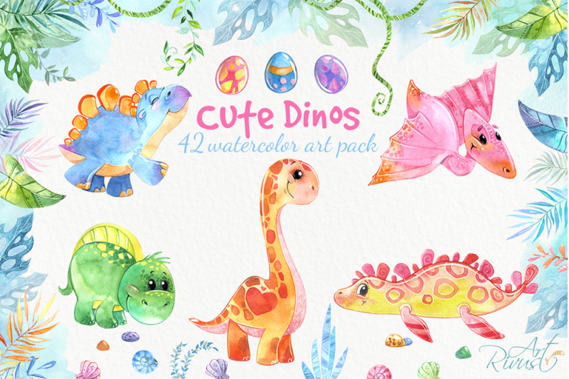 dinosaurs-cute-dino-baby-watercolor-clipart-pack