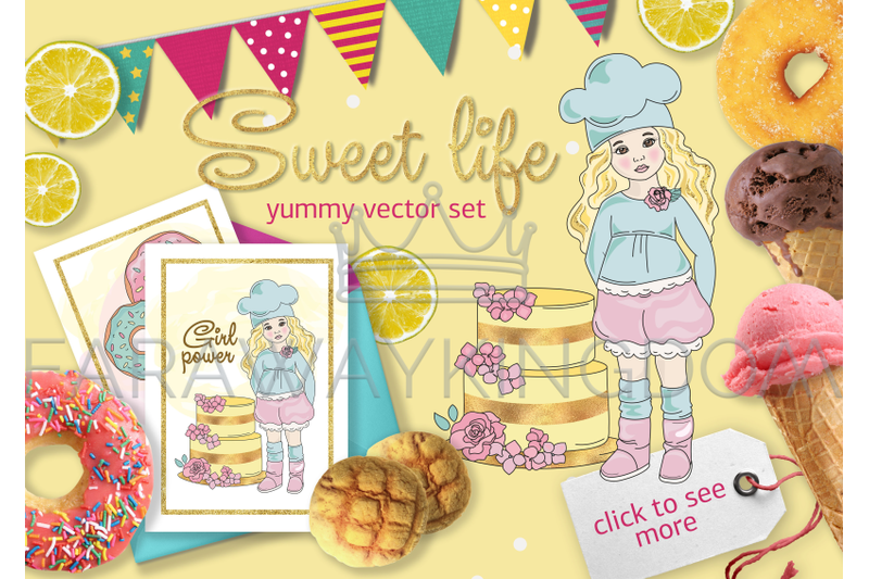 sweet-life-cartoon-confectionary-vector-illustration-set