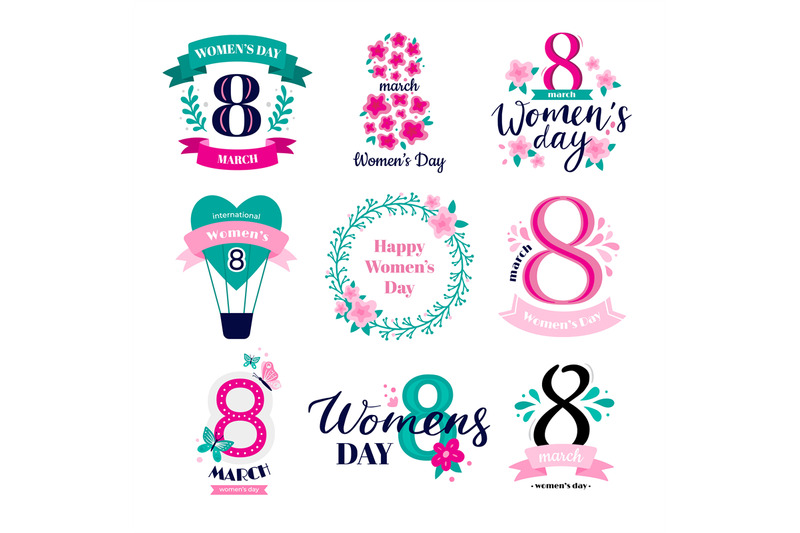 eight-march-badges-international-womens-day-congratulations-8-logo-a