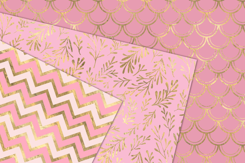 pink-and-gold-mermaid-digital-paper