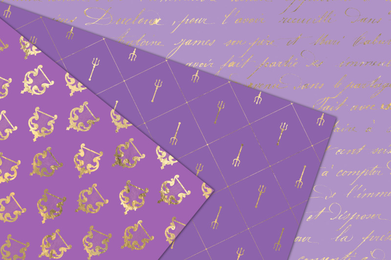 purple-and-gold-mermaid-digital-paper