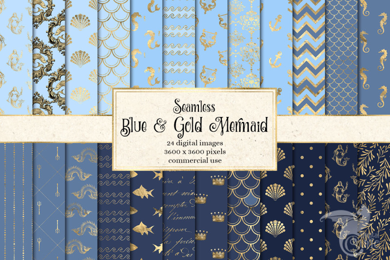 blue-and-gold-mermaid-digital-paper