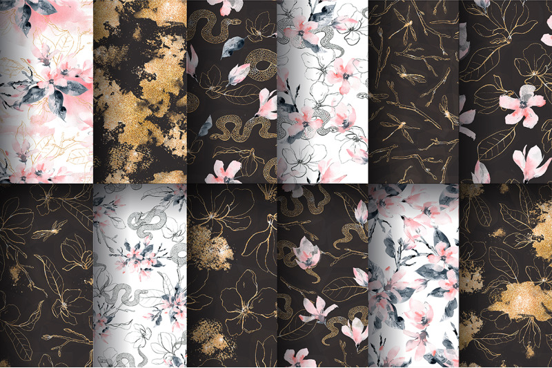 snakes-and-flowers-pattern-collection