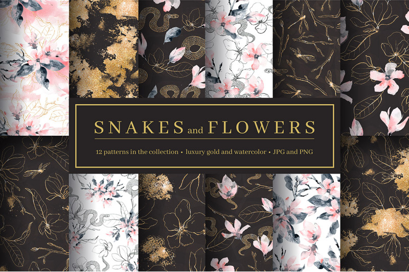 snakes-and-flowers-pattern-collection