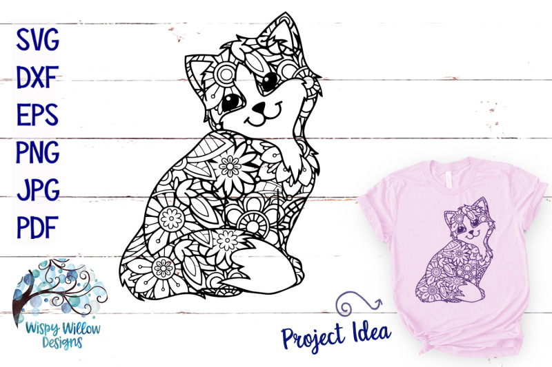 Download Cat Mandala Zentangle SVG By Wispy Willow Designs | TheHungryJPEG.com