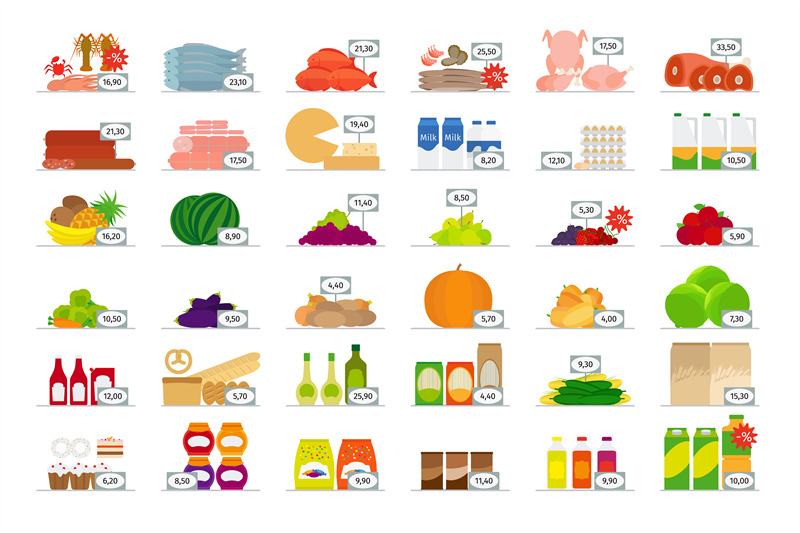 food-market-flat-icons