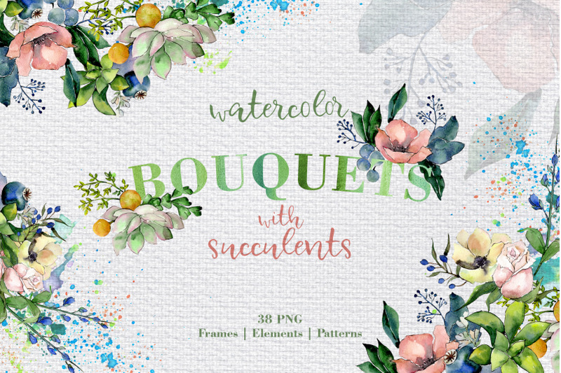 bouquets-with-succulents-watercolor-png