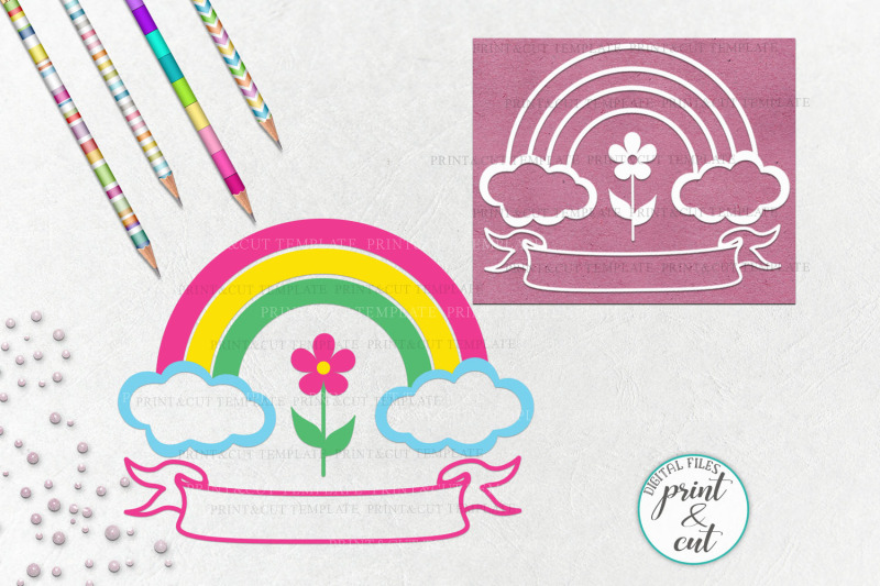 Download Birthday Rainbow with Ribbon to add name svg dxf cutting file By kArtCreation | TheHungryJPEG.com