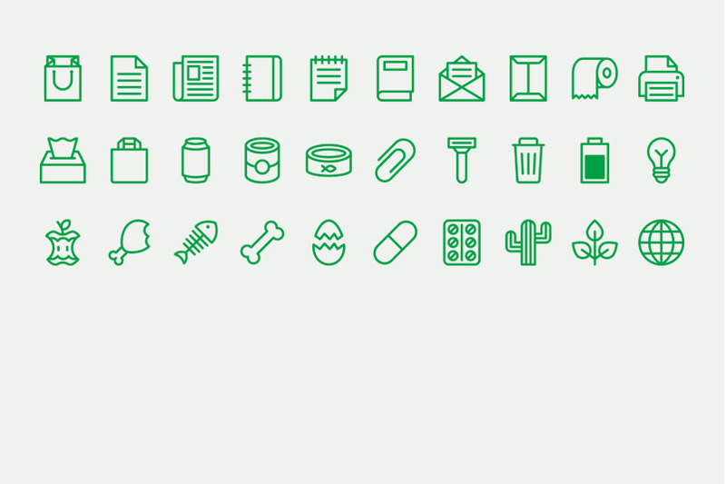 waste-recycling-line-icons