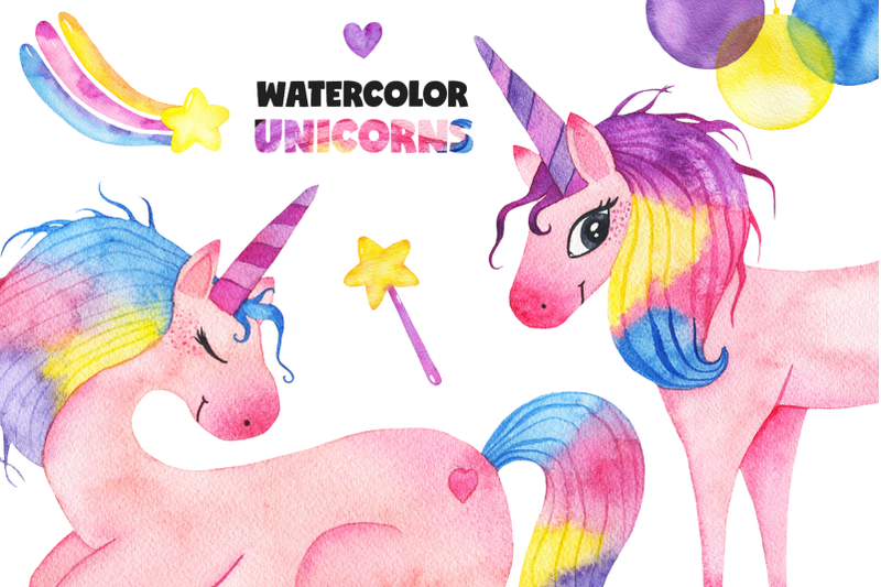 cute-watercolor-unicorns-collection