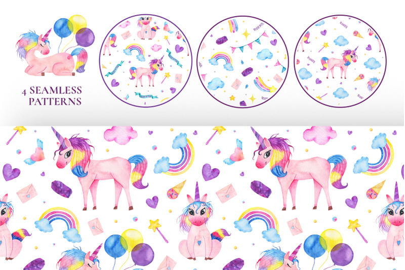 cute-watercolor-unicorns-collection