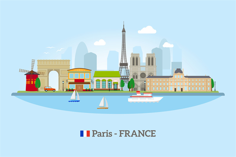 paris-skyline-in-flat-style