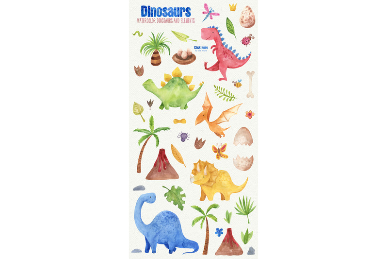 watercoolor-dinosaurs-clipart-set