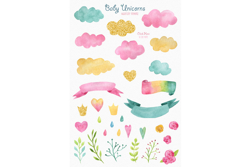 baby-unicorns-watercolor-clipart-set