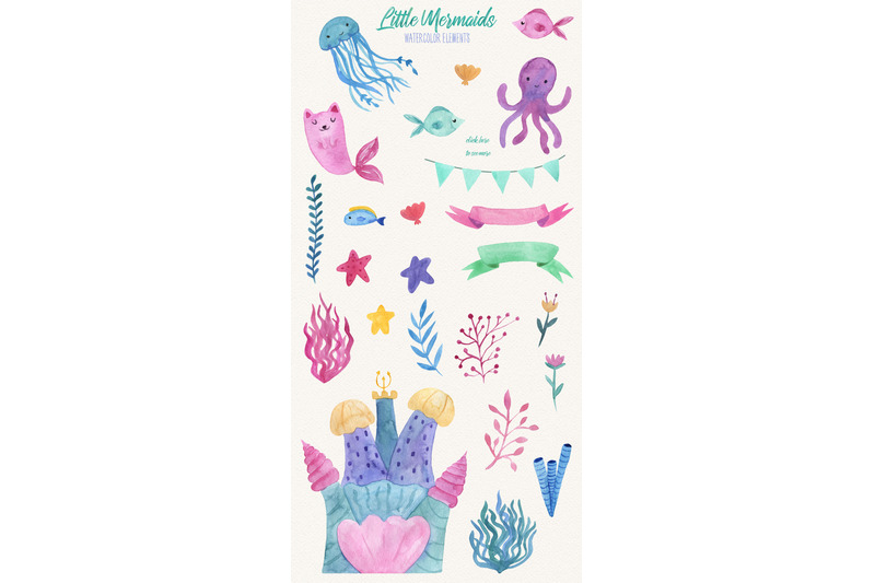 little-mermaids-watercolor-clipart-set
